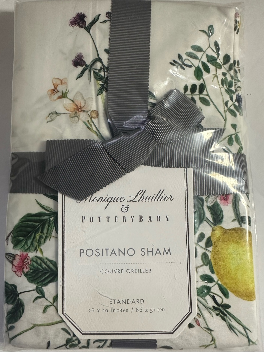 NWT - POTTERY BARN - Monique Lhuillier Positano Standard Sham (1)Lemon/Floral